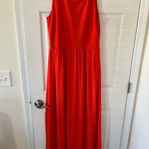Bright Orange Sleeveless Maxi Dress